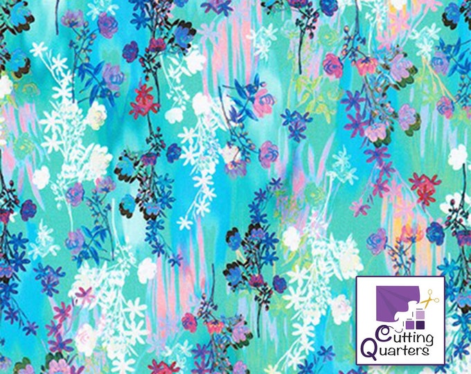 SALE - 1-Yard Bright Side - Waterfall by Vanessa Lillrose & Linda Fitch for Robert Kaufman, 100% Cotton Fabric, WELD-19715-405 WATERFALL