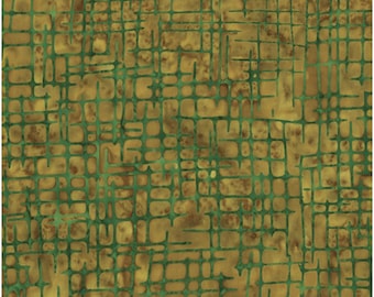 Gold/Green - Bali Urban Weave Collection by Benartex Studio, 100% Cotton Batik Fabric, 9275-34