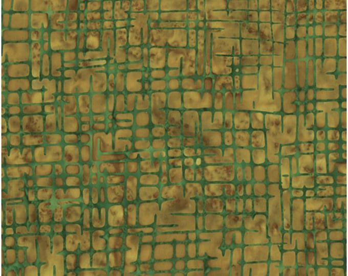 Gold/Green - Bali Urban Weave Collection by Benartex Studio, 100% Cotton Batik Fabric, 9275-34