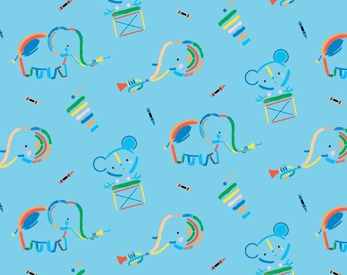 Our Little Band Main Sky by Crayola for Riley Blake Designs, 100% Fine Cotton Fabric, C13060-SKY