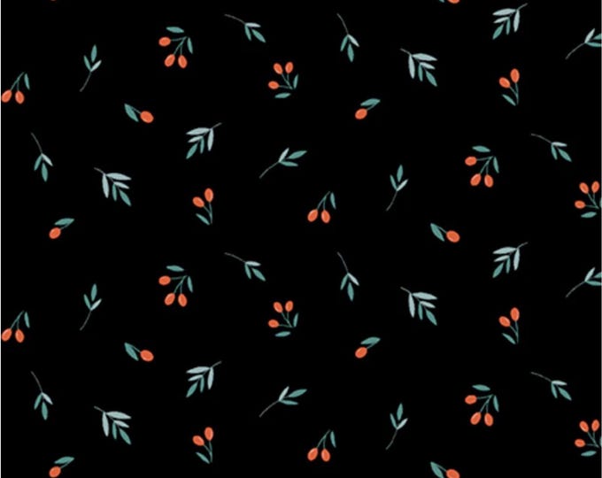 Birdsong - Berries and Cherries Black, 100% Cotton, BSON 5863 K