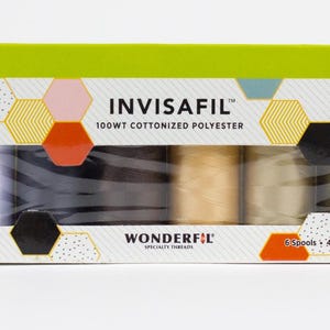 InvisaFil Mini Applique Pack IF-B002, 100wt Cottonized Polyester Thread, 6 per Box,  400m (437yd) Spools, IF-B002
