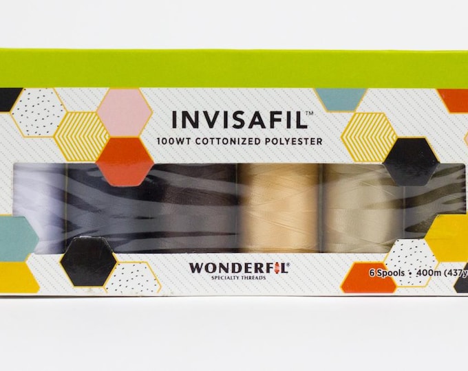 InvisaFil Mini Applique Pack IF-B002, 100wt Cottonized Polyester Thread, 6 per Box,  400m (437yd) Spools, IF-B002
