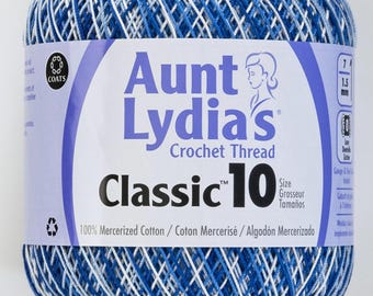 Shaded Blues - Aunt Lydia's Crochet Thread Classic 10, 350 yds, Art 154C-014