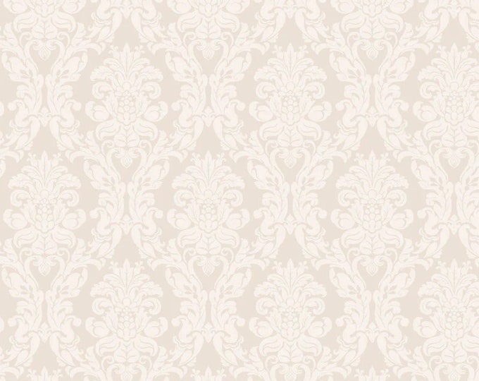 Belles Pivoines - Tone on Tone Ecru by Retro Vintage for P&B Textiles,  100% Premium Cotton Fabric, BPIV-4689-E