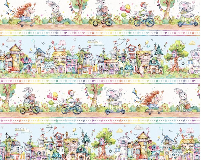 Whiskerville - Animal Friends Stripe by P&B Textiles, 100% Cotton, WSKR 05748 MU