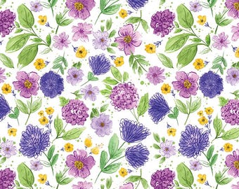 Plum Petals Floral Cloud by Diane Labombarde by Lori Holt for Riley Blake Designs, 100% Cotton Fabric, C15641-CLOUD