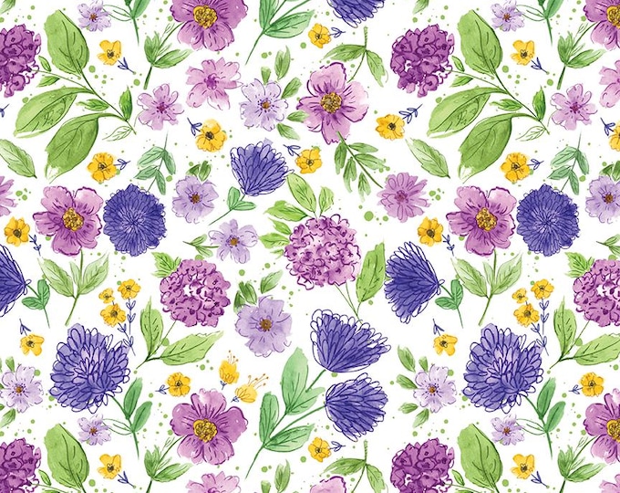 Plum Petals Floral Cloud by Diane Labombarde by Lori Holt for Riley Blake Designs, 100% Cotton Fabric, C15641-CLOUD