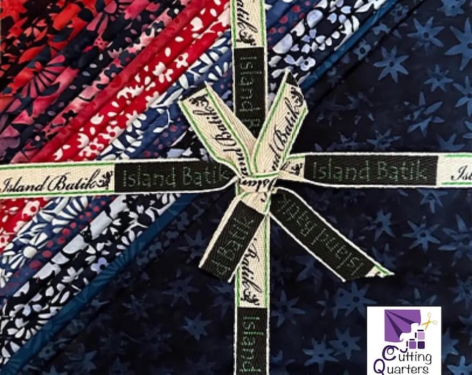 Island Batik - Red, White and Bloom 10" Stacker by Kathy Engle -Lumin Fabrics, 100% Cotton Batik, 42 Pieces, Red, White and Blue-ST