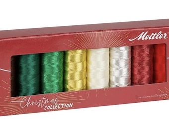 Mettler Poly Sheen & Metallic Embroidery Thread, Christmas Collection, 8 Spools, Christmas8-Kit