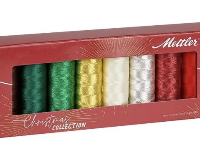 Mettler Poly Sheen & Metallic Embroidery Thread, Christmas Collection, 8 Spools, Christmas8-Kit