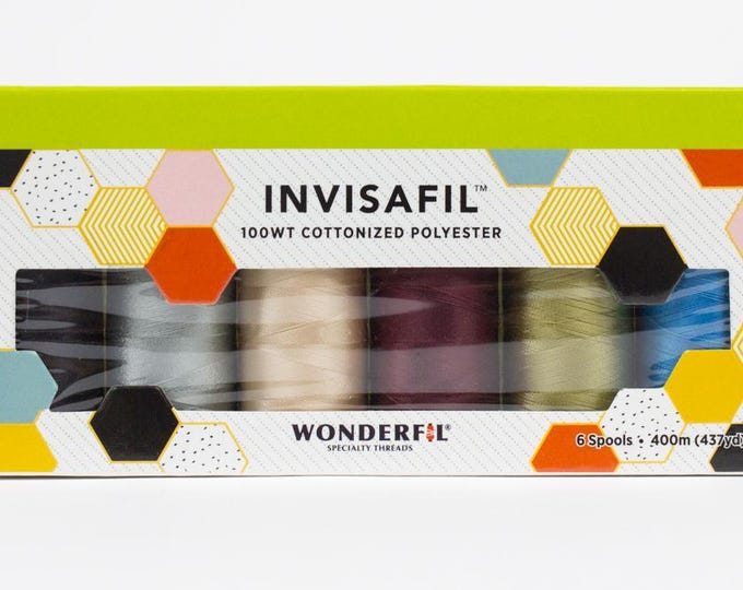 InvisaFil Mini Applique Pack IF-B004, 100wt Cottonized Polyester Thread, 6 per Box,  400m (437yd) Spools, IF-B004-Box