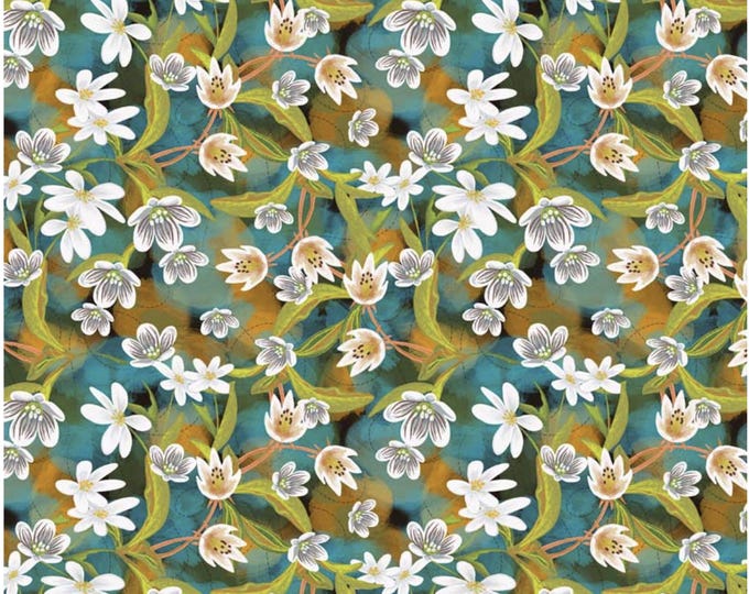 Spring In The Northwoods Allover Textured Flowers by Jamie Kalvestran for P&B Textiles, 100% Premium Cotton Fabric, SINW 5413 MU