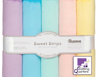 10" Cuddle® Sweet Strips - Pastels, Cuddle® Minky Fabric Precut Strips, 5 Solid Colors, Shannon Fabrics