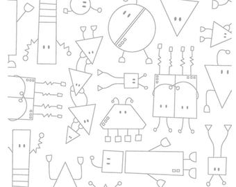 Robo Boogie - Dance Party White/Gray by Sugaridoo Quilt Studio for Benartex Designer Fabrics, 100% Cotton Fabric, 16205-09