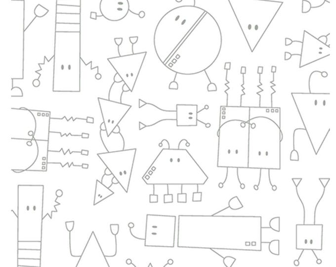 Robo Boogie - Dance Party White/Gray by Sugaridoo Quilt Studio for Benartex Designer Fabrics, 100% Cotton Fabric, 16205-09