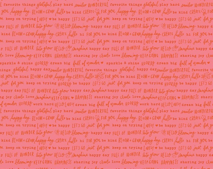 Floral Charms Pretty Words Tearose by Kelsey Carlson for Riley Blake Designs, 100% Cotton Fabric,  C15765-TEAROSE