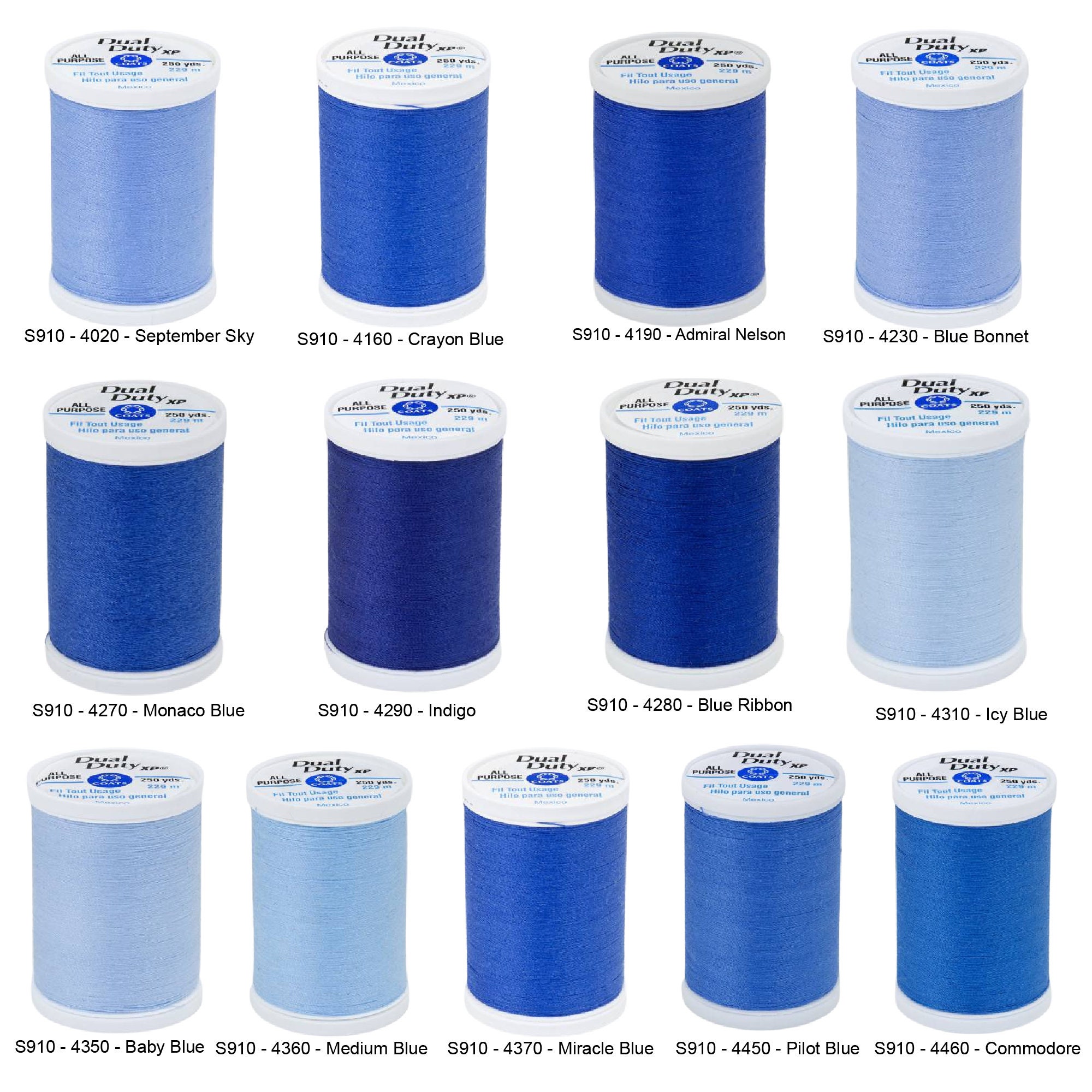 Coats & Clark ~ Dual Duty All Purpose Thread, 250 yd ~ (S910-5260 - Cruise  Blue)