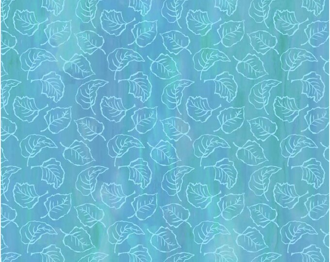 Spring In The Northwoods Stained Glass Leaves Blue by Jamie Kalvestran for P&B Textiles, 100% Premium Cotton Fabric, SINW 5418 B