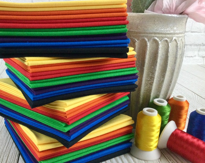 Basics Brights 7-Piece Fat Quarter Bundle, Solid Colors, 100% Premium Cotton Fabric