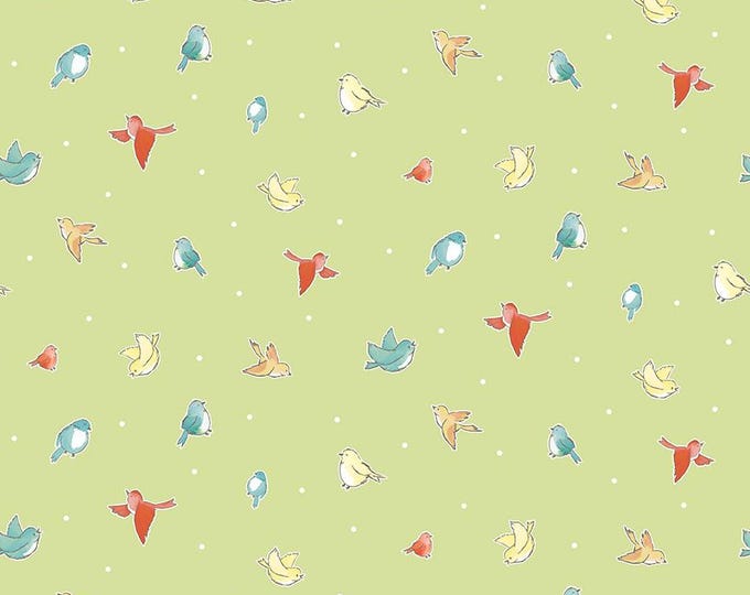 Happy at Home Birds Lime by Tara Reed for Riley Blake Designs, 100% Fine Cotton, C13703-Lime