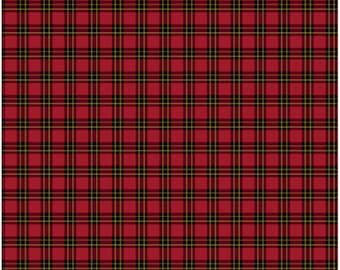 Merry Plaid-Red Enhanced with Metallic Gold, Festive Medley by Jackie Robinson, Benartex Designer Fabrics, 100% Cotton, 13184M-10