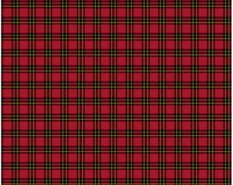 Merry Plaid-Red Enhanced with Metallic Gold, Festive Medley by Jackie Robinson, Benartex Designer Fabrics, 100% Cotton, 13184M-10