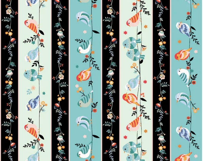 Birdsong - Branch Stripe Black, 100% Cotton, BSON 5860 KMU