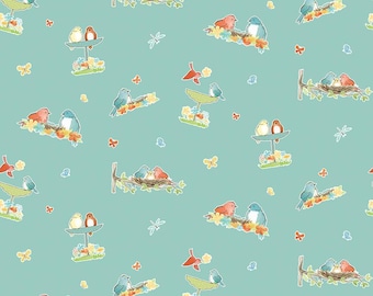 Happy at Home Vignettes Aqua by Tara Reed for Riley Blake Designs, 100% Fine Cotton, C13701-Aqua