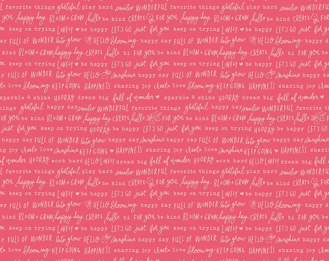 Floral Charms Pretty Words Raspberry by Kelsey Carlson for Riley Blake Designs, 100% Cotton Fabric,  C15765-RASPBERRY
