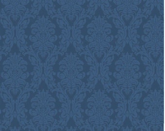 Belles Pivoines - Tone on Tone Blue by Retro Vintage for P&B Textiles,  100% Premium Cotton Fabric, BPIV-4689-B