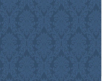 Belles Pivoines - Tone on Tone Blue by Retro Vintage for P&B Textiles,  100% Premium Cotton Fabric, BPIV-4689-B