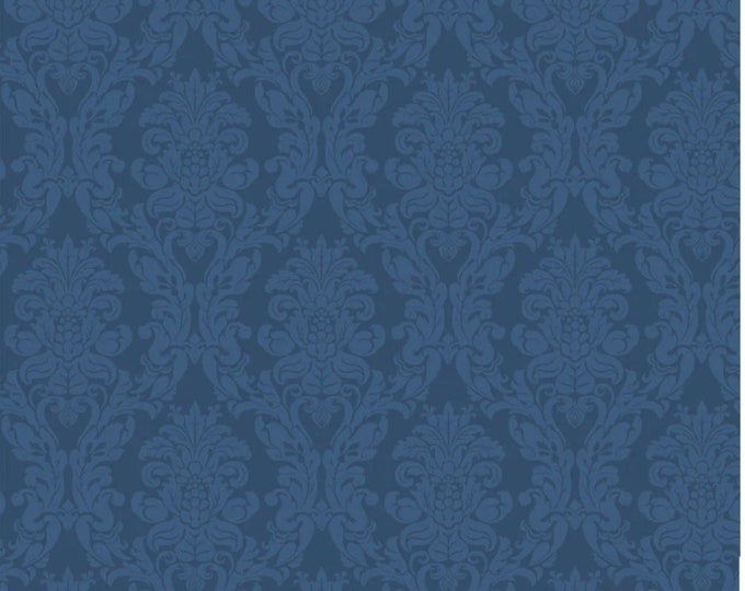 Belles Pivoines - Tone on Tone Blue by Retro Vintage for P&B Textiles,  100% Premium Cotton Fabric, BPIV-4689-B