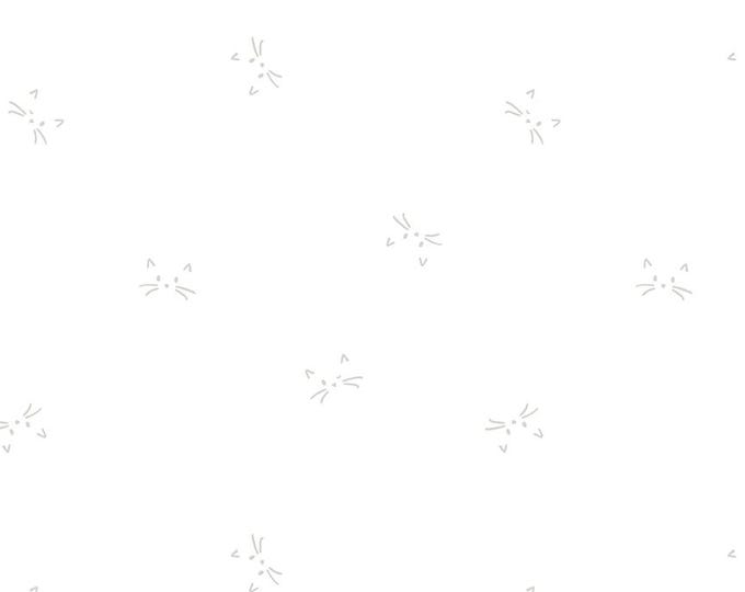 Lights On Cat Heads, White-on-White, 100% Cotton, C14480-CAT