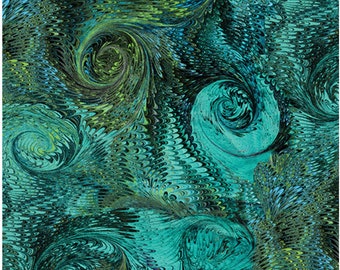 Poured Colors 2 - Whirlwind Turquoise by Paula Nadelstern for Benartex Designer Fabrics, 100% Cotton Fabric, 13147-80