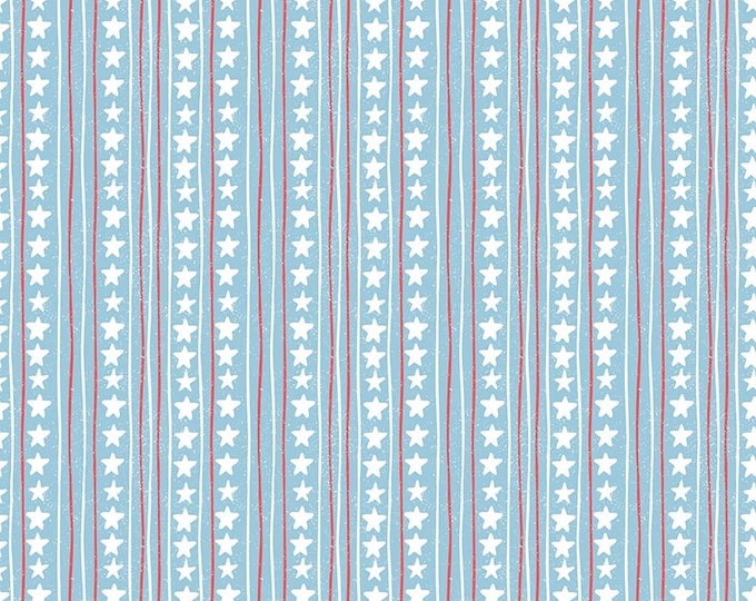 Firework Fields Stars and Stripes Blue, 100% Cotton Fabric, C17584-BLUE