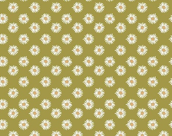 Flora No. 6 Daisies Green, 100% Cotton, C14461-GREEN