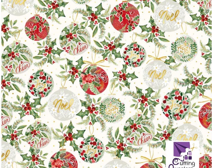Joyful - Ornament Allover Ecru with Metallic Highlights, 100% Cotton, JOYF 5888 E