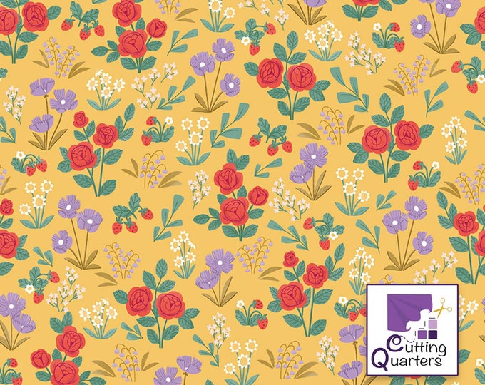 Sweet Picnic -  Flower Meadow Daffodil by Natàlia Juan Abelló for Riley Blake Designs, 100% Fine Cotton, C12091-DAFFODIL