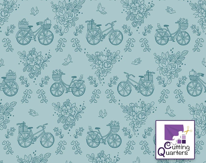 Sweet Picnic -  Bicycle Ride Sky by Natàlia Juan Abelló for Riley Blake Designs, 100% Fine Cotton, C12092-SKY