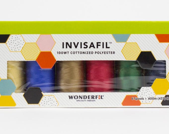 InvisaFil Mini Applique Pack IF-B003, 100wt Cottonized Polyester Thread, 6 per Box,  400m (437yd) Spools, IF-B003-Box