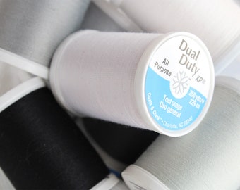 Neutral Colors - White, Black, Gray 250 yds Coats & Clark Dual Duty XP All Purpose Polyester Thread 250yds, Size 50, Tex 30, Art. S910