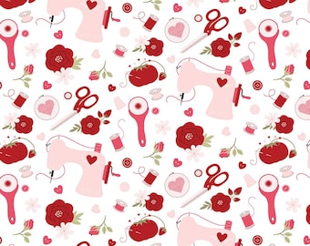Sew In Love Sewing White, Cotton Fabric, C16901-WHITE