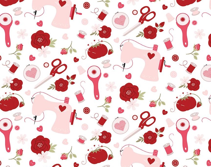 Sew In Love Sewing White, Cotton Fabric, C16901-WHITE