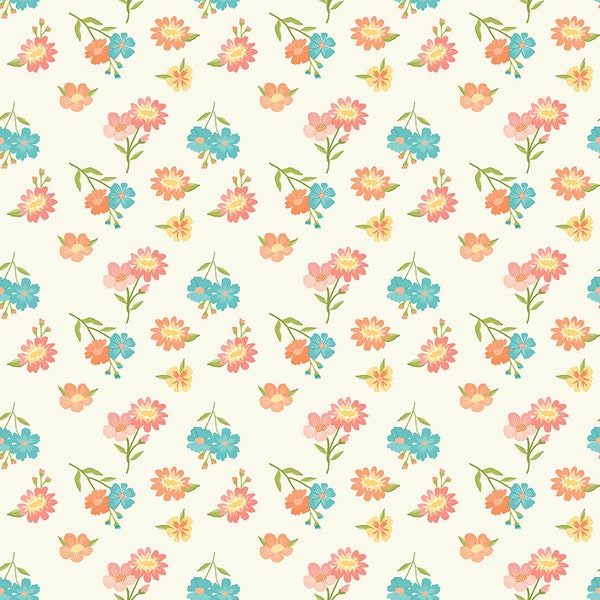 Spring's in Town - Floral Cream by Sandy Gervais for Riley Blake Designs, 100% Cotton Fabric, C14211-Cream
