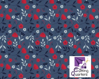 American Beauty Floral Navy by Dani Mogstad for Riley Blake Designs, 100% Fine Cotton, C14441-Navy