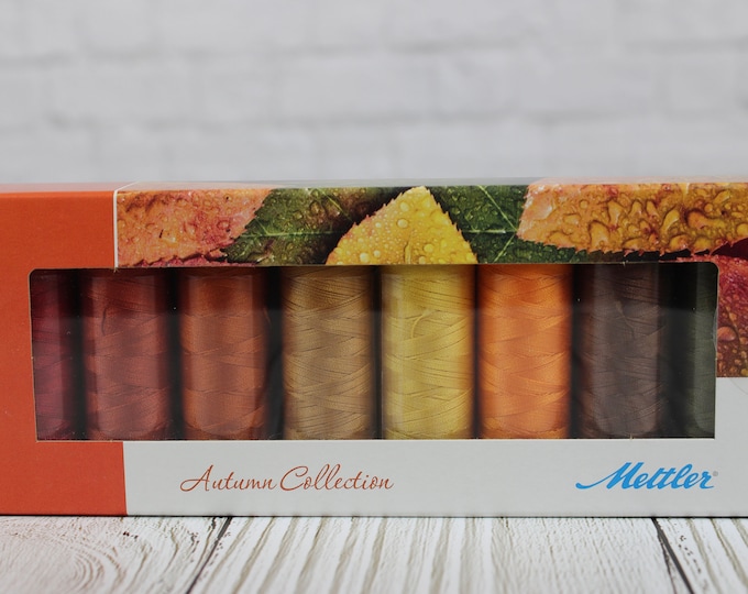 Mettler Silk Finish Autumn Kit 8 Spools, 50 wt, 150m/164 yds per Spool, SFC8Autumn-Kit