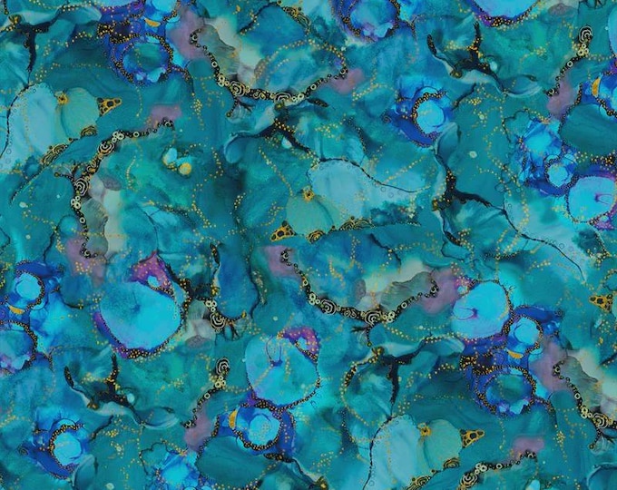 Painted Sea Tonal Allover - Teal Blue, 100% Cotton, PSEA-5943-TB