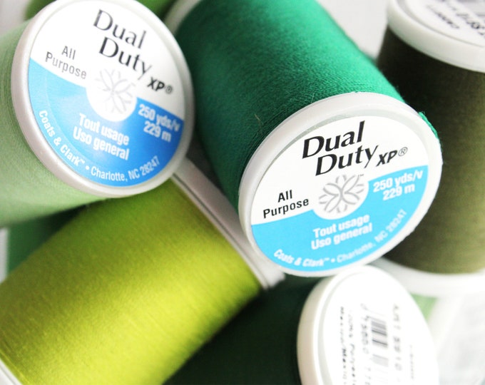 Greens - 250 yds Coats & Clark Dual Duty XP All Purpose Polyester Thread 250yds, Size 50, Tex 30, Art. S910