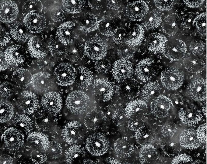 Jona's Garden Packed Dandelions Black by Jon Van Zyle for P&B Textiles, 100% Premium Cotton Fabric, JGAR 5388 K